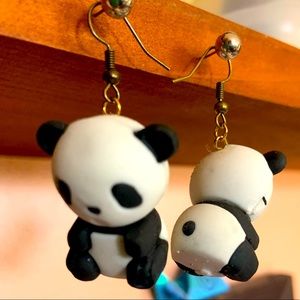 3 in panda Earrings